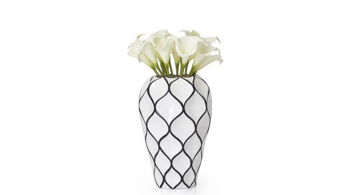 Abstract 10.5h” Lattice Outline Ceramic Vase