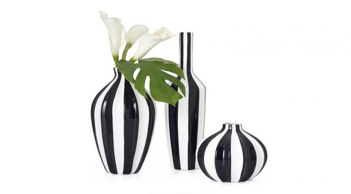 Abstract 15h” Black Band Ceramic Vase 