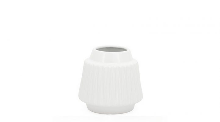 Ella Faceted Ceramic 6h” Vase – White