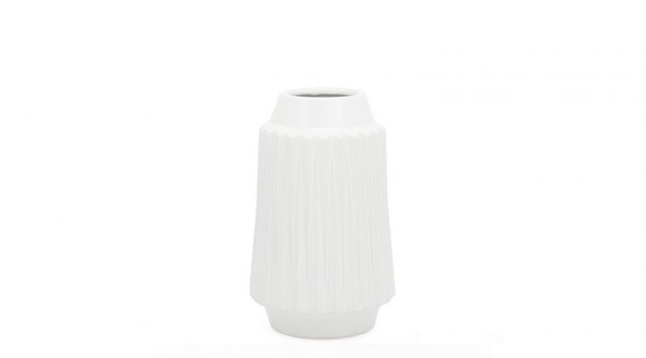 Ella Faceted Ceramic 9h” Vase – White