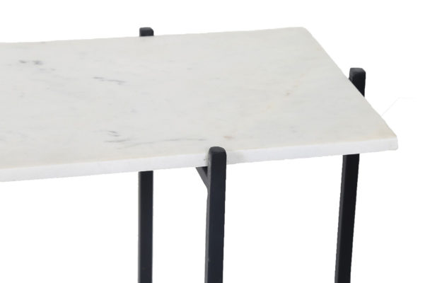 Enver Rectangular Coffee Table- White Marble/ Black Base