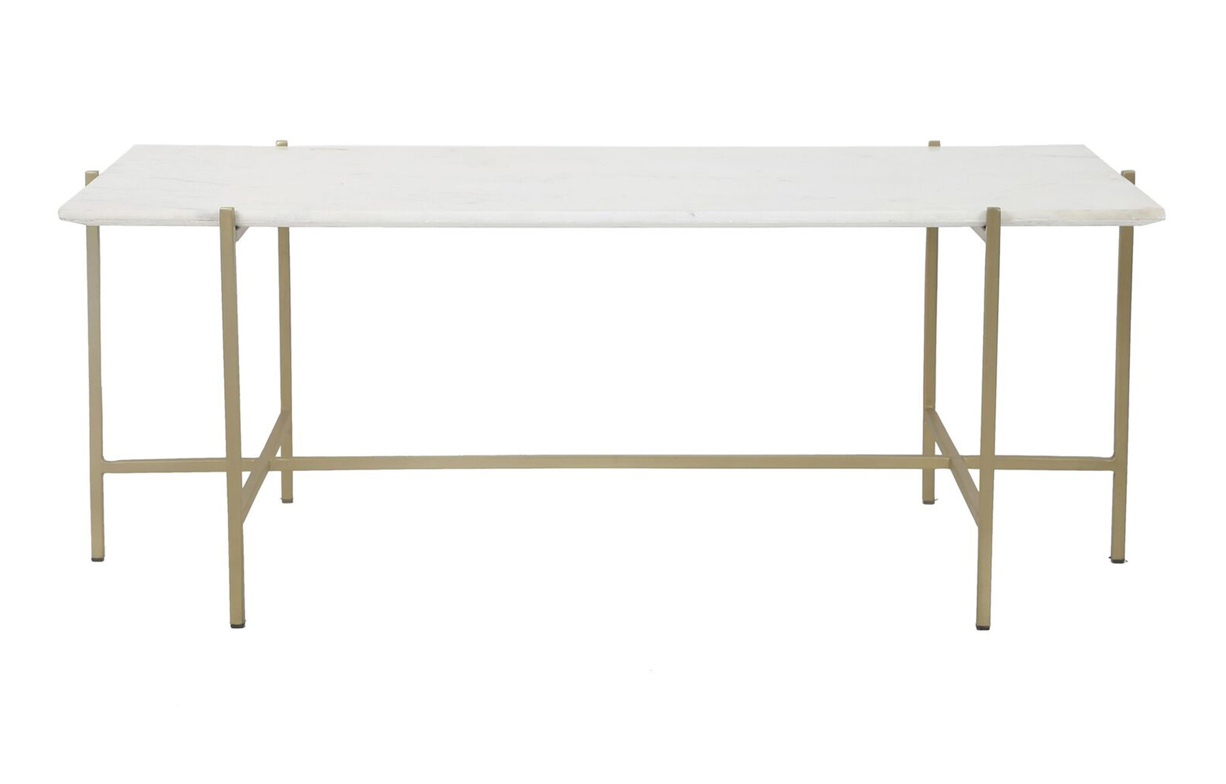 Enver Rectangular Coffee Table White Marble Brass Base