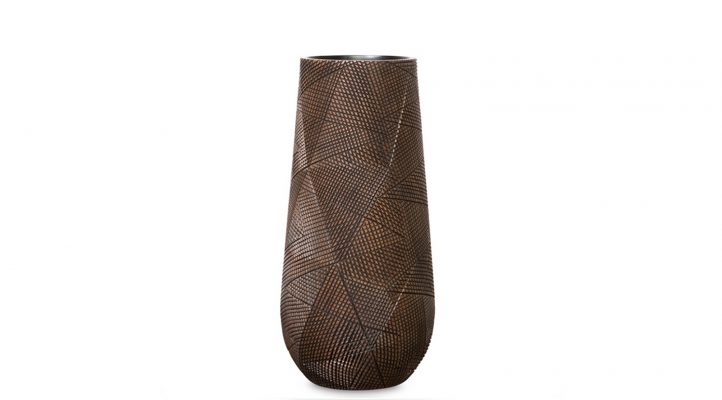 Diamond Hatch Carved Resin 27.5h” Floor Vase