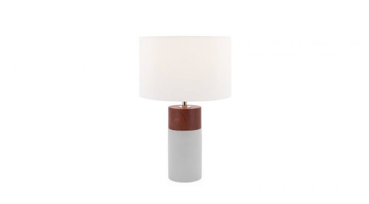 Loris Column Woodgrain/Cement Table Lamp