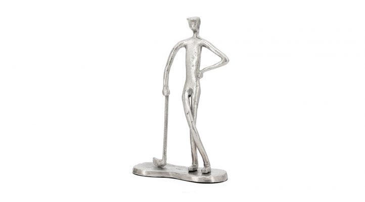 Standing Golfer Aluminum Decor Sculpture