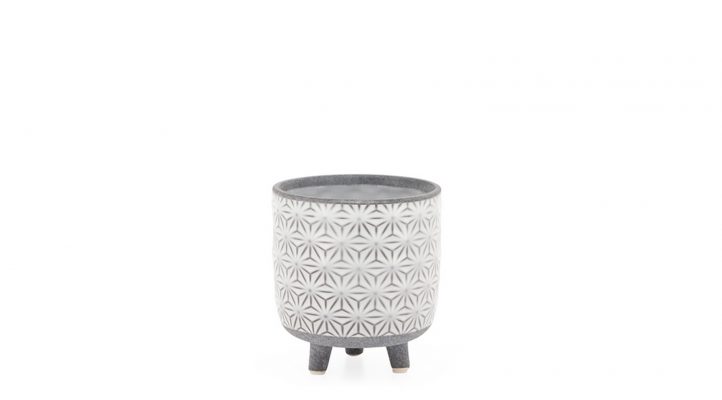 Star White Glazed Ceramic 4.5d x 5″ Footed Drop Pot Planter