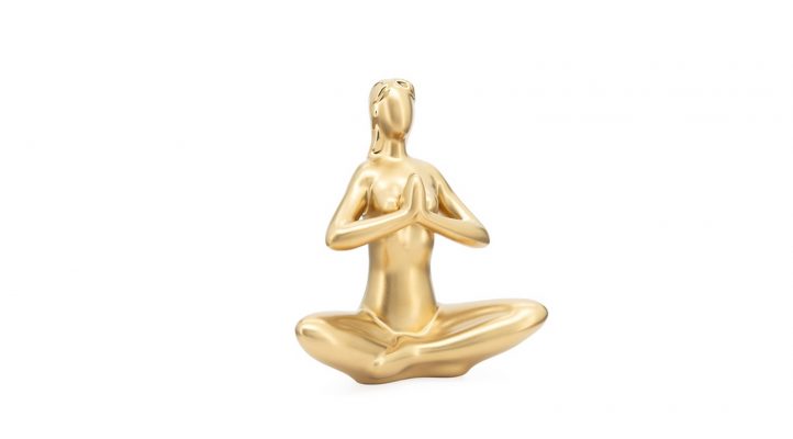 Yoga Matte Gold Ceramic Decor Sculpture – Praying