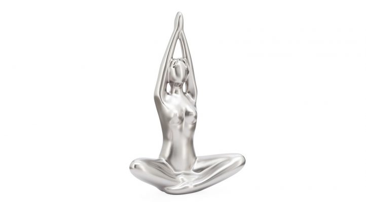 Yoga Matte Silver Ceramic Decor Sculpture – Arms Up