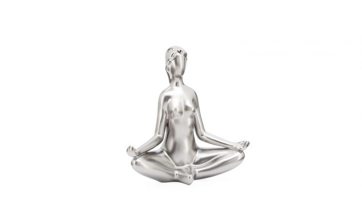 Yoga Matte Silver Ceramic Decor Sculpture – Hands On Knees