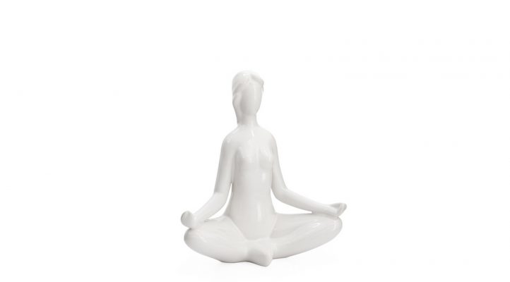Yoga White Ceramic Decor Sculpture – Hands On Knees 