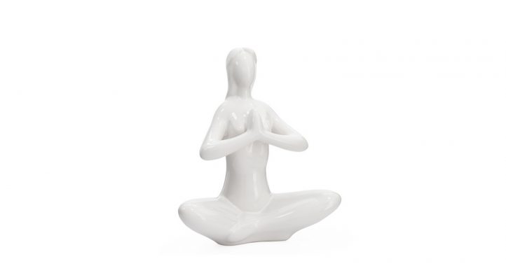 Yoga White Ceramic Decor Sculpture – Praying