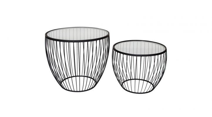 Cyclone Glass Accent Tables – Matte Black – Set Of 2