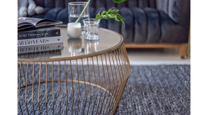 Cyclone Wire Coffee Table – Light Gold