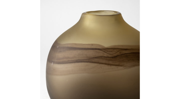 Pyla Short Yellow/Brown Glass Sand Dune Inspired Vase