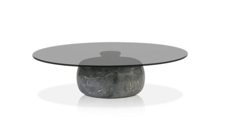 Rock Coffee Table Smoke Glass / Grey Marble