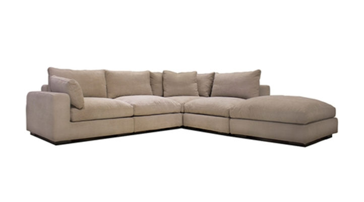 Lynx Fabric Sectional Tradinitional 5 Psc- Oyster