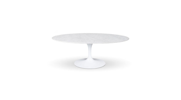 Flute Condo Size Oval Dining Table With Marble Top