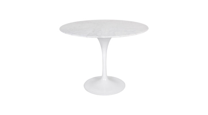 Flute Condo Size Round Dining Table With Marble Top