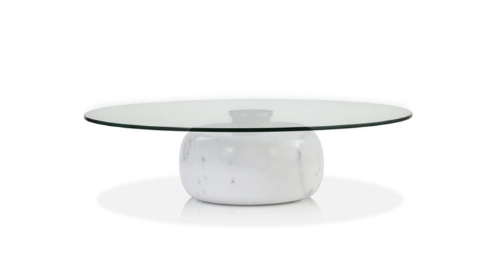 Rock Coffee Table Clear Glass / White Marble