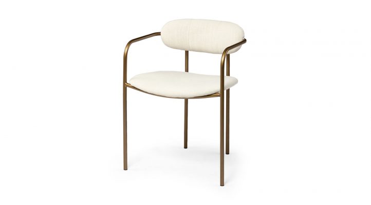 Parker Dining Chair Cream Fabric Seat Gold Metal Frame