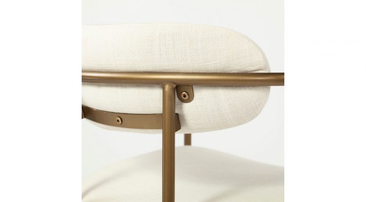 Parker Dining Chair Cream Fabric Seat Gold Metal Frame