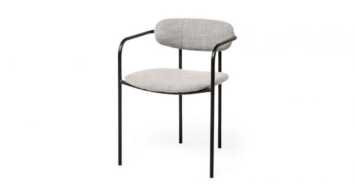 Parker Dining Chair Gray Fabric Seat Black Metal