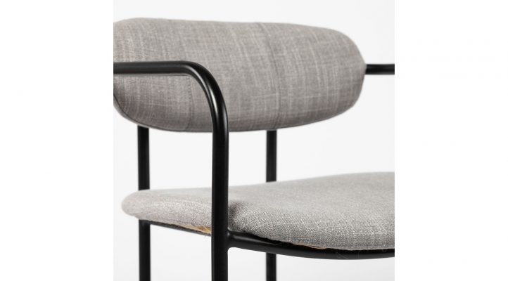 Parker Dining Chair Gray Fabric Seat Black Metal