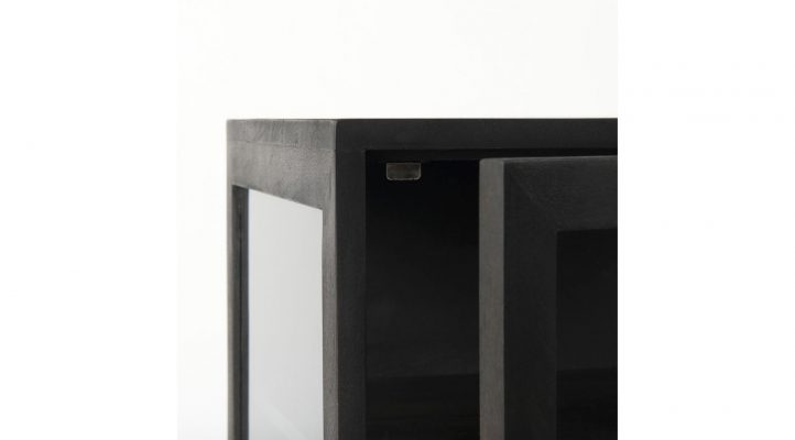 Lyon 20L x 18W x 26H Dark Brown Wood W/ Black Metal Frame End/Side Table