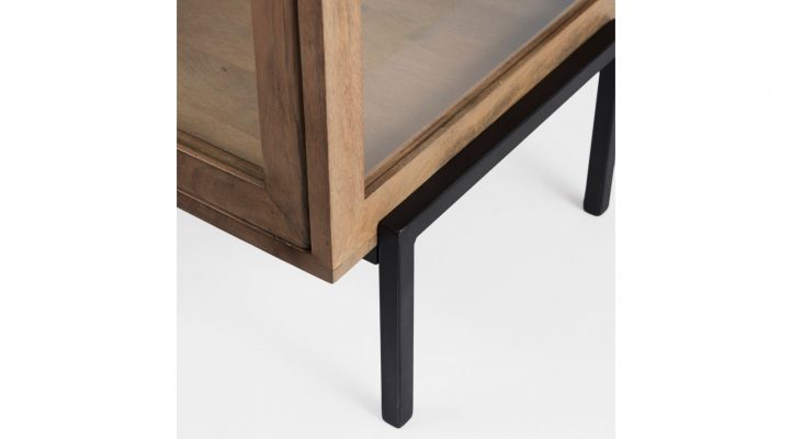 Lyon 20L x 18W x 26H Light Brown Wood W/ Black Metal Frame End/Side Table