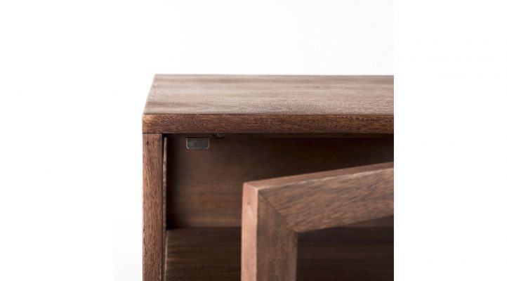 Lyon 20L x 18W x 26H Medium Brown Wood W/ Black Metal Frame End/Side Table
