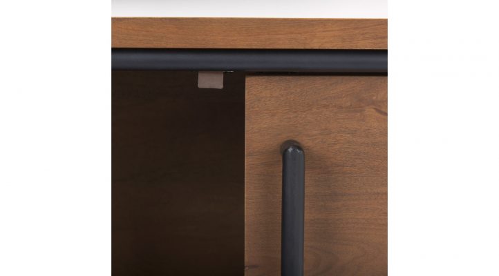 Maddox 40.0L x 18.0W x 32.5H Brown Solid Wood Black Metal 2 Door Accent Cabinet