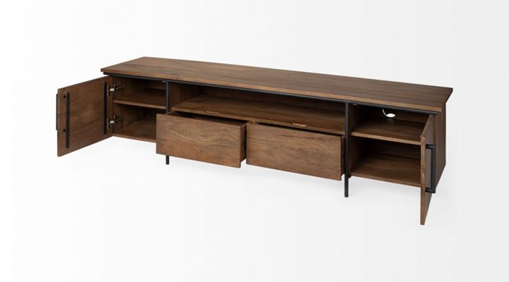 Maddox V Brown Solid Wood TV Stand Media Console with Storage