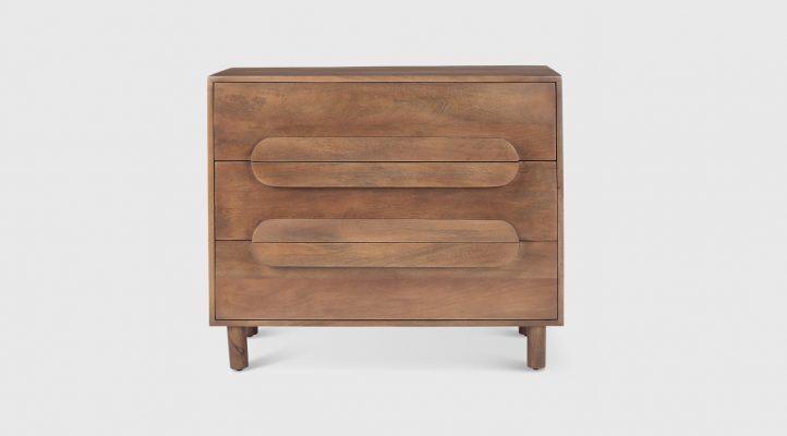 Astrid 36L x 17W x 30.3H Medium Brown Solid Wood 3 Drawer Cabinet