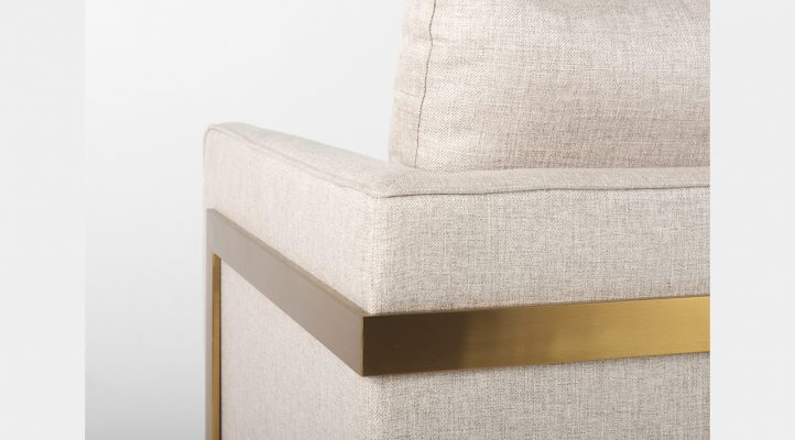 Roberto Cream Poly-Linen Seat w/ Gold Stainless Steel Frame Accent Chair