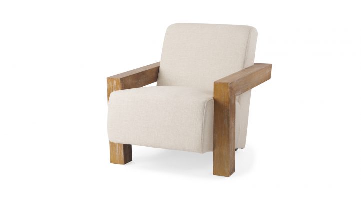 Sovereign II Cream Fabric Seat and Wood Frame Accent Chair