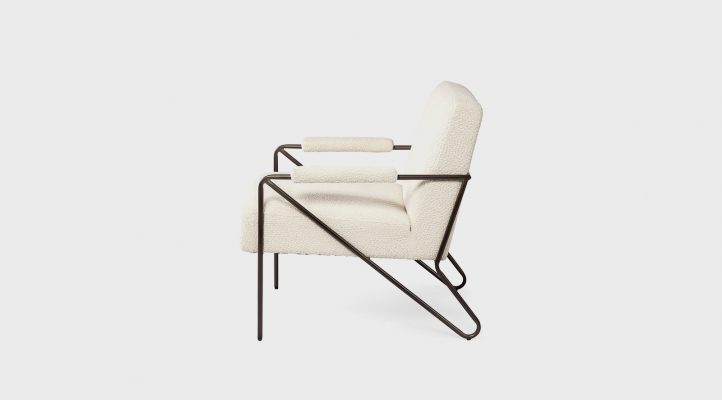 Vicunya Cream Fabric W/Gun Metal Gray Metal Frame Accent Chair