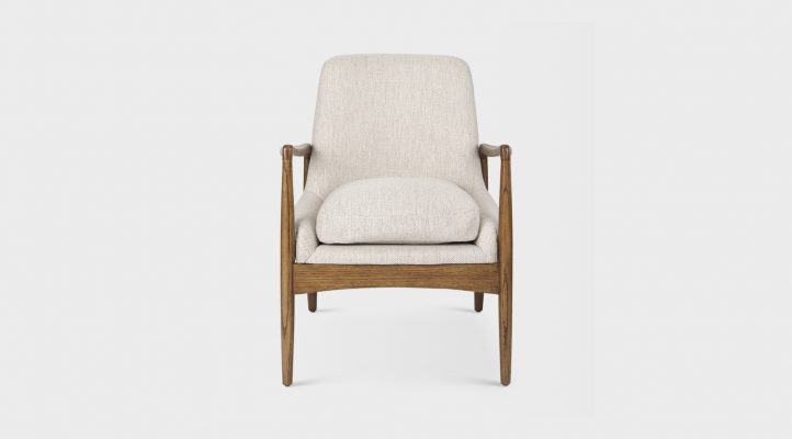 Westan Cream Fabric W/Medium Brown Wood Accent Chair