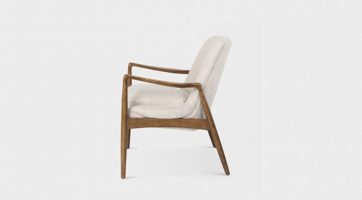 Westan Cream Fabric W/Medium Brown Wood Accent Chair