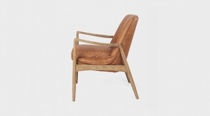 Westan Cognac Faux Leather W/Medium Brown Wood Accent Chair