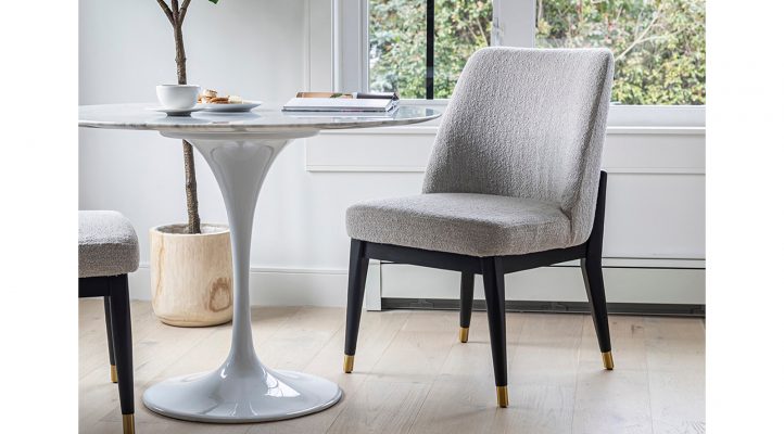 Fawcett Dining Chair – Dark Base – Taupe Boucle