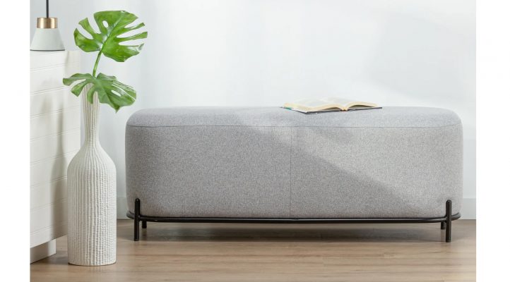Pender Pin Leg Upholstered Long Bench – Grey