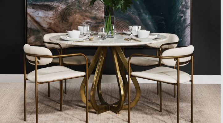 Laurent Dining Table- Gold Metal-10