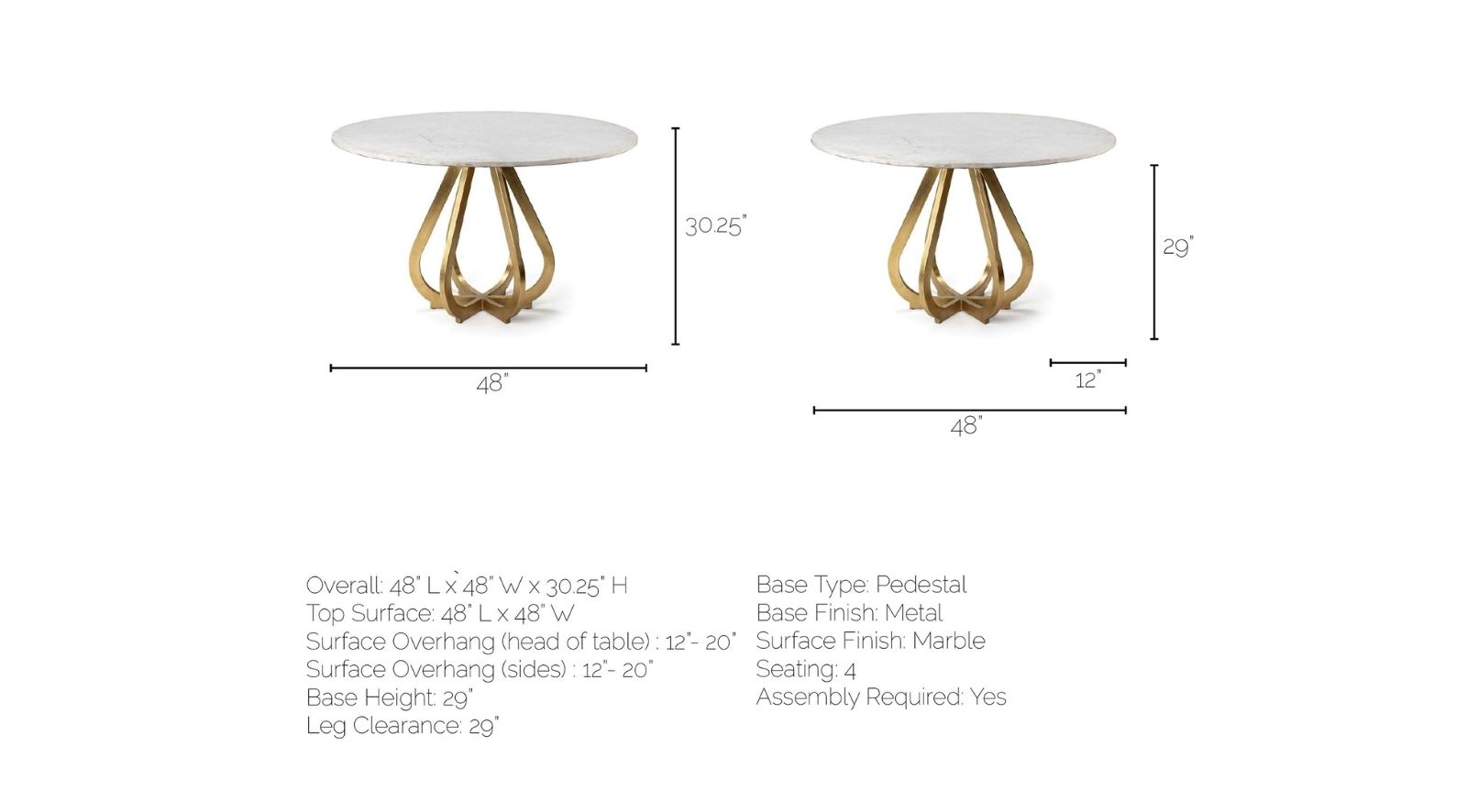 Laurent Dining Table- Gold Metal-12