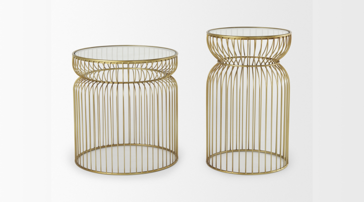 Shani Set of 2 Round, Gold Metal Accent Table