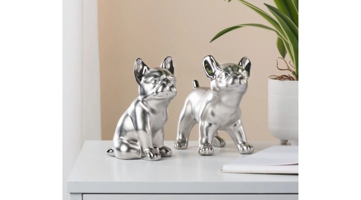 Bulldog Sitting 6H” Silver