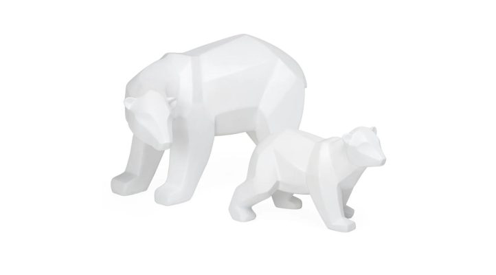 Carved Angle Polar Bear 2Pc