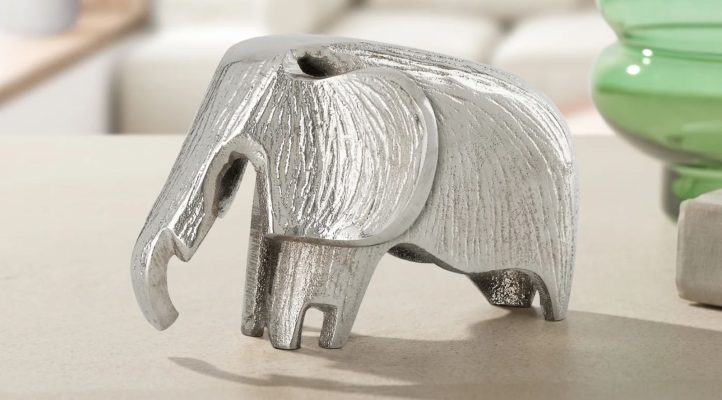Elephant Ethched 4H” Silver