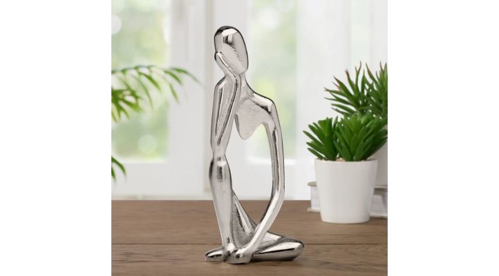 Pensive Figure 9H” Aluminum 1 Knee Up
