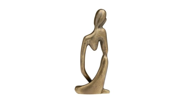 Pensive Figure 9H” Antique Brass 1 Knee Up