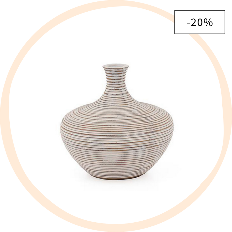 Colombo Ribbed Resin Wide Bulb 6.25h” Vase – White